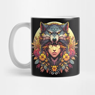 Wild Wolf Woman in Headdress Mug